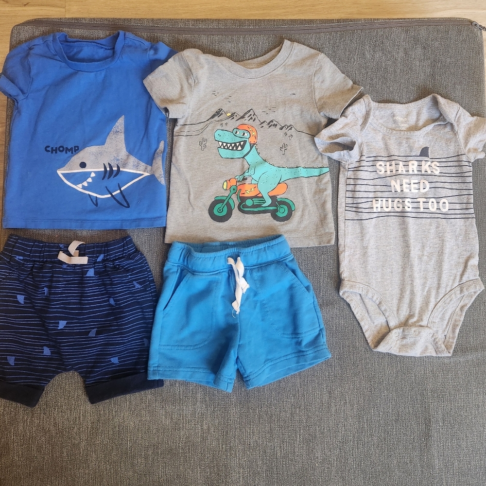 Cute Baby Shark and Dinosaur Outfit Set 12 Month